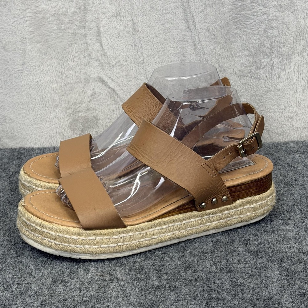 Steve Madden Catia Espadrille Sandals Womens Size 10 M Tan Leather Wedge Boho